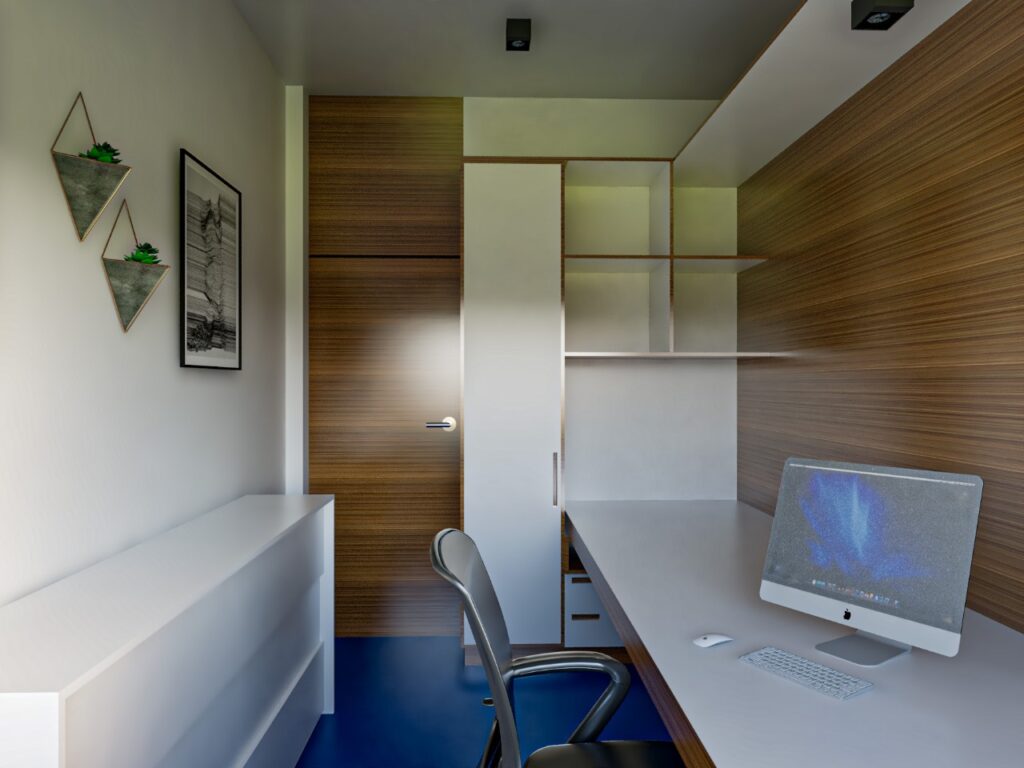 Reforma de apartamento modernizando escritório e integrando espaços